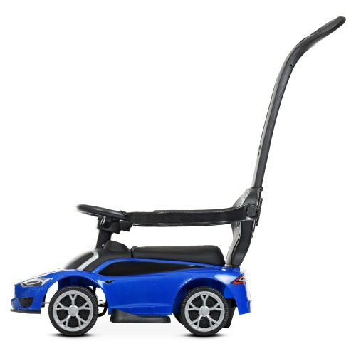 Каталка - толокар Bambi Racer M 4318l, електромобіль з батьківською ручкою, фарами, захисним бортом, музична, синя 