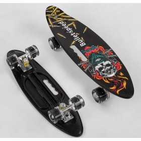 Пенни борд (Penny Board, скейт) Best Board A51722, со светящимися колесами, отверстием для переноски, черный