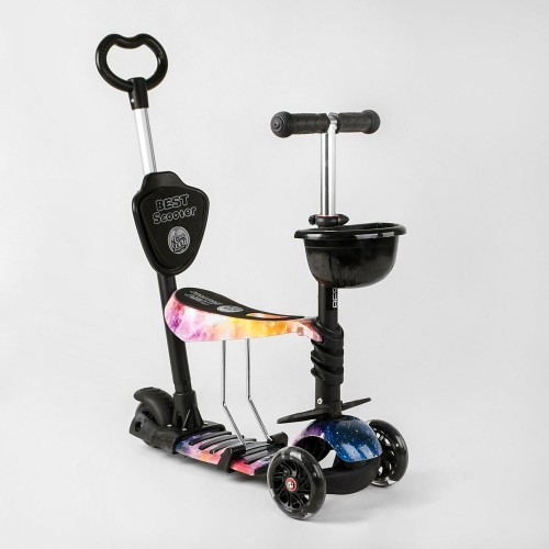 Самокат Best scooter 5 в 1 print 16102, светящиеся колеса, Черный