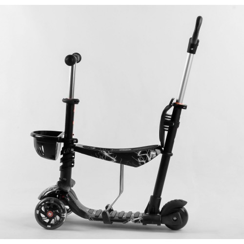 Самокат Best scooter 5 в 1 print 41405, светящиеся колеса, Черный