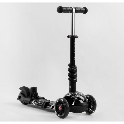 Самокат Best scooter 5 в 1 print 41405, светящиеся колеса, Черный