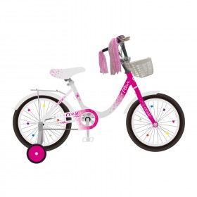 Велосипед двоколісний Corso Fleur FL-79307, 20 дюймів, для дівчаток, з багажником, кошиком, ручним гальмом, білий