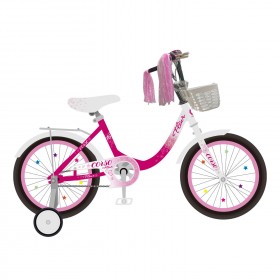 Велосипед двоколісний Corso Fleur FL-86633, 20 дюймів, для дівчаток, з багажником, кошиком, ручним гальмом, рожевий