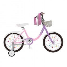 Велосипед двоколісний Corso Fleur FL-91088, 20 дюймів, для дівчаток, з багажником, кошиком, ручним гальмом, ліловий