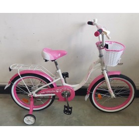 Велосипед двоколісний Corso FLORINA-N18-1, 18 дюймів, для дівчаток, з багажником, кошиком, ручним гальмом, рожевий