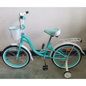Велосипед двоколісний Corso FLORINA-N20-2, 20 дюймів, для дівчаток, з багажником, кошиком, ручним гальмом, бірюзовий