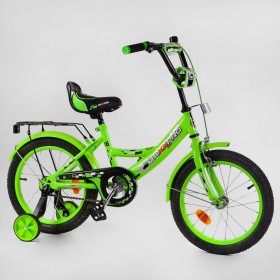 Велосипед двоколісний Corso MAXXPRO-N-16-2, 16 дюймів, з багажником, дзвіночком, ручним гальмом, салатовий