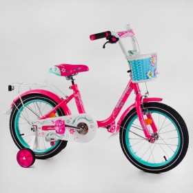 Велосипед двоколісний Corso SOFIA-N16-1, 16 дюймів, для дівчаток, з багажником, кошиком, ручним гальмом, малиновий