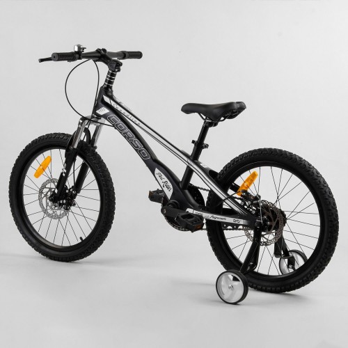 Велосипед дитячий двоколісний CORSO Speedline MG-98402, 20 дюймів, магнієва рама 11 дюймів, чорний