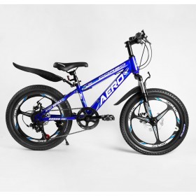 Велосипед двоколісний CORSO AERO 11755, сталева рама 11.5", перемикач Saiguan, колеса 20 дюймів, збірка 75%, синій