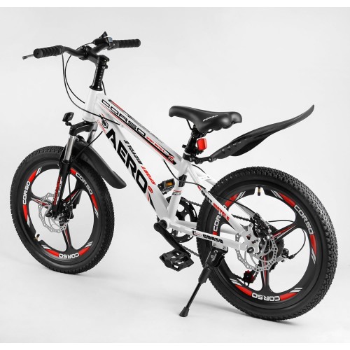 Велосипед двоколісний CORSO AERO 31488, сталева рама 11.5", перемикач Saiguan, колеса 20 дюймів, збірка 75%, білий