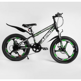 Велосипед двоколісний CORSO AERO 60573, сталева рама 11.5", перемикач Saiguan, колеса 20 дюймів, збірка 75%, зелений