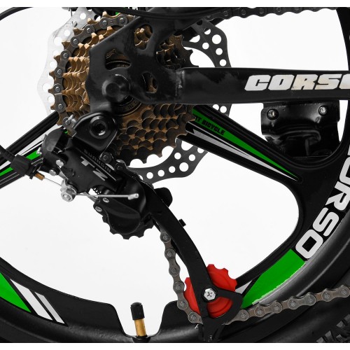 Велосипед двоколісний CORSO AERO 60573, сталева рама 11.5", перемикач Saiguan, колеса 20 дюймів, збірка 75%, зелений