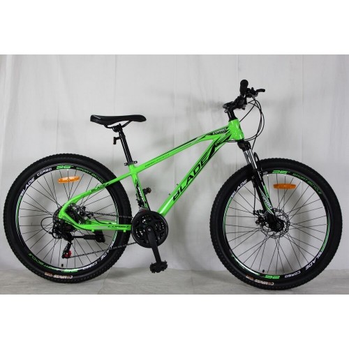 Спортивний велосипед CORSO BLADE, алюмінієва рама 13", перемикач Shimano, BL-26534, колеса 26 дюймів, збірка 75%, зелений