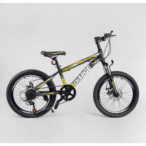 Велосипед двоколісний CORSO Charge, сталева рама, колеса 20 дюймів, перемикач Saiguan, 7 швидкостей, SG-20222, жовтий