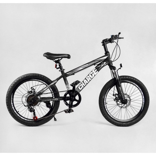 Велосипед двоколісний CORSO Charge, сталева рама, колеса 20 дюймів, перемикач Saiguan, 7 швидкостей, SG-20410, чорний