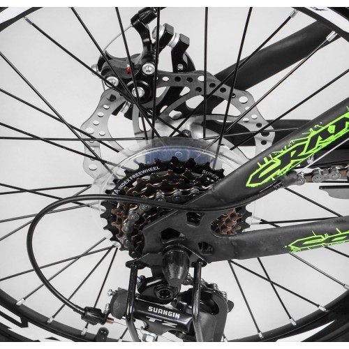 Велосипед двоколісний CORSO Crank, сталева рама, крила, колеса 20 дюймів, перемикач Saiguan, 7 швидкостей, збірка 75%, CR-20704, зелений