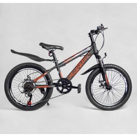 Велосипед двоколісний CORSO Crank, сталева рама, крила, колеса 20 дюймів, перемикач Saiguan, 7 швидкостей, збірка 75%, CR-20805, червоний