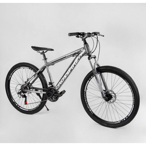 Спортивний велосипед CORSO Crossfire, сталева рама 15", перемикач Saiguan, 21 швидкість, TK-27539, колеса 27,5 дюймів, чорний