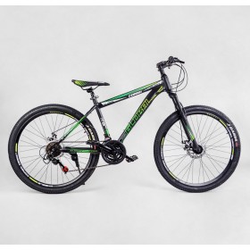 Спортивний велосипед CORSO Global, сталева рама 15", перемикач Saiguan, TK-26107, колеса 26 дюймів, збірка 75%, зелений