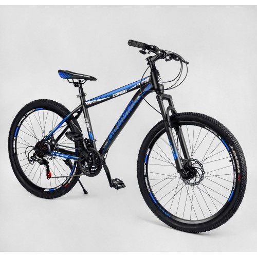 Спортивний велосипед CORSO Global, сталева рама 15", перемикач Saiguan, TK-26314, колеса 26 дюймів, збірка 75%, синій