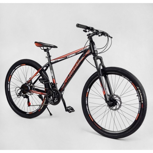 Спортивний велосипед CORSO Global, сталева рама 15", перемикач Saiguan, TK-26313, колеса 26 дюймів, збірка 75%, червоний
