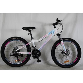 Спортивний велосипед CORSO Gravity, алюмінієва рама 12", перемикач Shimano, 21 швидкість, G-24803, колеса 24 дюйми, білий