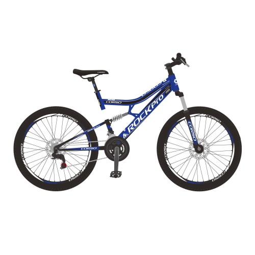Спортивний велосипед CORSO RockPro, сталева рама 19", перемикач SunRun, RC-26043, колеса 26 дюймів, збірка 75%, синій