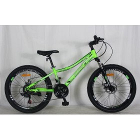 Спортивний велосипед CORSO SCORPIO, сталева рама 12", колеса 24 дюйми, перемикач SunRun, 21 швидкість, SC - 24105, салатовий