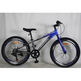 Спортивний велосипед CORSO SkyLine, алюмінієва рама 11.5", колеса 24 дюйми, перемикач Shimano Revoshift, 7 швидкостей, SL-24327, синій
