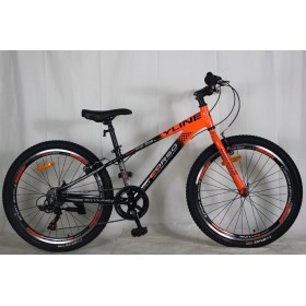 Спортивний велосипед CORSO SkyLine, алюмінієва рама 11.5", колеса 24 дюйми, перемикач Shimano Revoshift, 7 швидкостей, SL-24438, помаранчевий