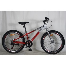 Спортивний велосипед CORSO SkyLine, алюмінієва рама 11.5", колеса 24 дюйми, перемикач Shimano Revoshift, 7 швидкостей, SL-24549, червоний