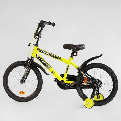 Велосипед двоколісний Corso STRIKER EX-18546, 18 дюймів, з дзвіночком, ручним гальмом, жовтий