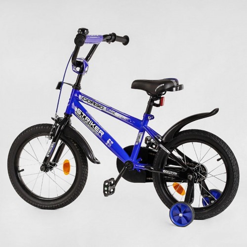Велосипед двоколісний Corso STRIKER EX-16007, 16 дюймів, з дзвіночком, ручним гальмом, синій