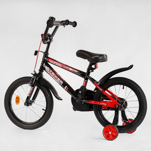 Велосипед двоколісний Corso STRIKER EX-16128, 16 дюймів, з дзвіночком, ручним гальмом, червоний