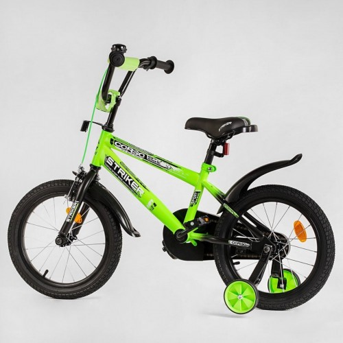 Велосипед двоколісний Corso STRIKER EX-16019, 16 дюймів, з дзвіночком, ручним гальмом, зелений