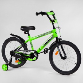 Велосипед двоколісний Corso STRIKER EX-20446, 20 дюймів, з дзвіночком, ручним гальмом, зелений
