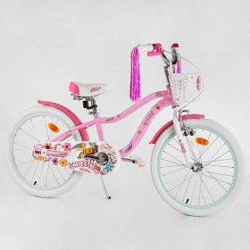 Велосипед двоколісний Corso Sweety SW-20688, 20 дюймів, для дівчаток, з кошиком, дзвіночком, ручним гальмом, рожевий