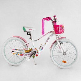 Велосипед двоколісний Corso Sweety SW-20603, 20 дюймів, для дівчаток, з кошиком, дзвіночком, ручним гальмом, білий