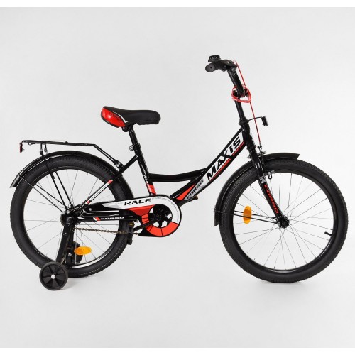 Велосипед двоколісний дитячий Corso Maxis 20 дюймів, для хлопчиків, складання 75% M20540, з дзвінком, чорний