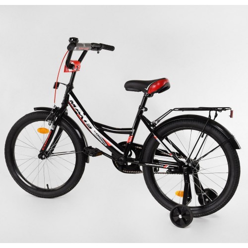 Велосипед двоколісний дитячий Corso Maxis 20 дюймів, для хлопчиків, складання 75% M20540, з дзвінком, чорний