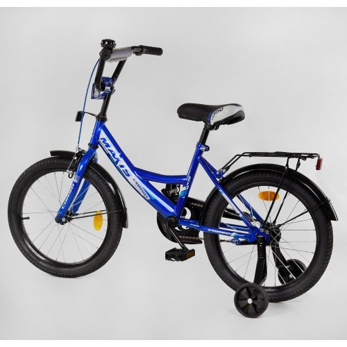 Велосипед двоколісний дитячий Corso Maxis 18 дюймів, для хлопчиків, складання 75% M18477, з дзвінком, синій