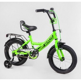 Велосипед двоколісний дитячий Corso Maxis 14 дюймів, для хлопчиків, складання 75% M14201, з дзвінком, зелений