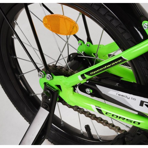 Велосипед двоколісний дитячий Corso Maxis 16 дюймів, для хлопчиків, складання 75% M16244, з дзвінком, зелений