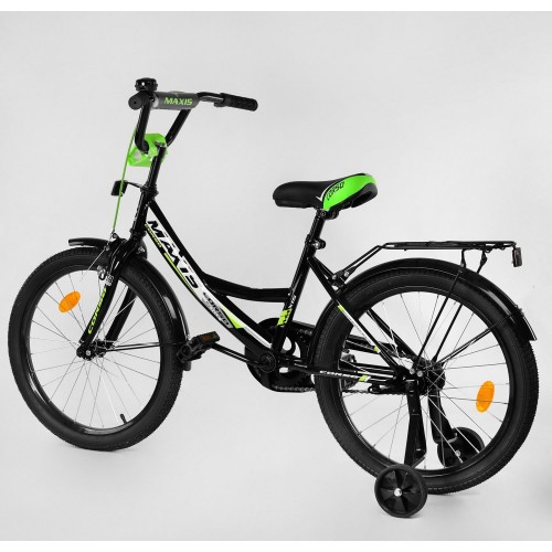Велосипед двоколісний дитячий Corso Maxis 20 дюймів, для хлопчиків, складання 75% M20430, з дзвінком, зелений