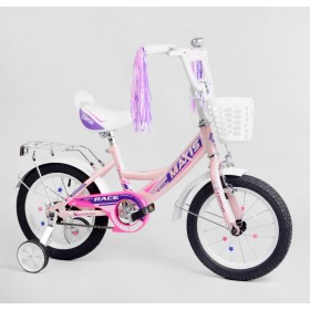 Велосипед двоколісний дитячий Corso Maxis 14 дюймів, для дівчаток, складання 75%, M14988, з кошиком, ліловий