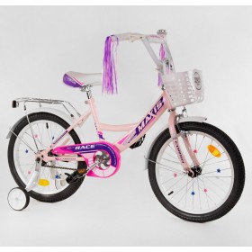 Велосипед двоколісний дитячий Corso Maxis 18 дюймів, для дівчаток, складання 75%, M18403, з кошиком, ліловий
