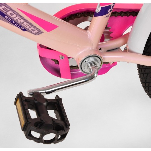 Велосипед двоколісний дитячий Corso Maxis 18 дюймів, для дівчаток, складання 75%, M18403, з кошиком, ліловий