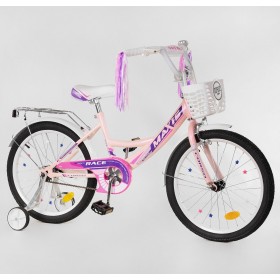 Велосипед двоколісний дитячий Corso Maxis 20 дюймів, для дівчаток, складання 75%, M20760, з кошиком, ліловий