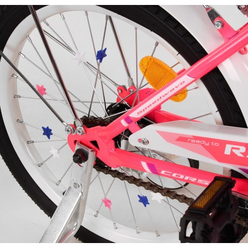 Велосипед двоколісний дитячий Corso Maxis 18 дюймів, для дівчаток, складання 75%, M18506, з кошиком, рожевий